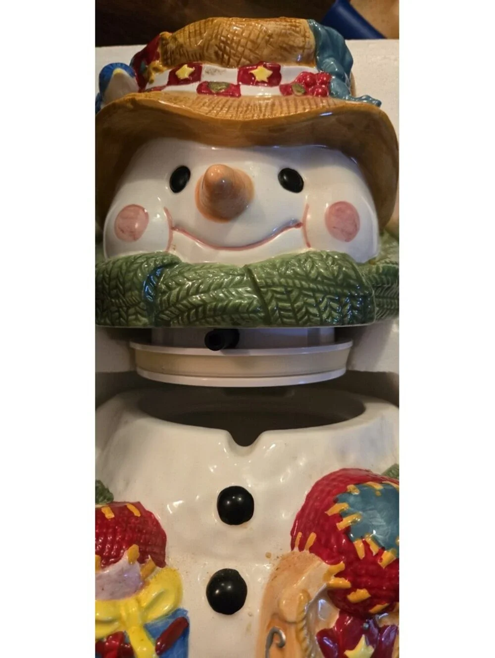 Ceramic Mr Christmas Animated Talking Musical Snowman Cookie Jar UNTESTED NIB